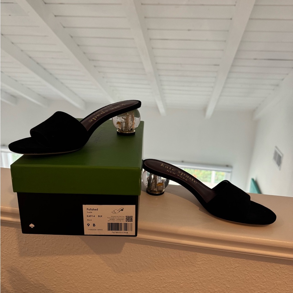 Kate Spade Black Suede Mules
